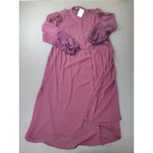 Torrid Kimono Womens 1X Purple LS GGT‎ Clip Dot Lace Sleeve Sheer Duster